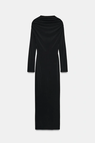 Платье миди со сборками и украшением на спине- Заказать в России