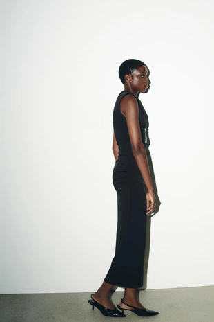 Платье со сборками, вырезами и блестками- Заказать в России