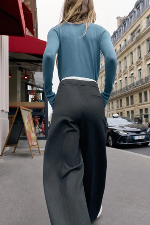 Брюки WIDE LEG с двойным поясом- Заказать в России