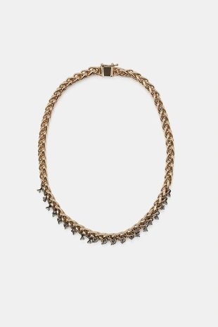 Ожерелье с контрастными звеньями и подвесками- Заказать в России