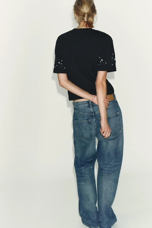 Футболка с вышивкой и бусинами- Заказать в России