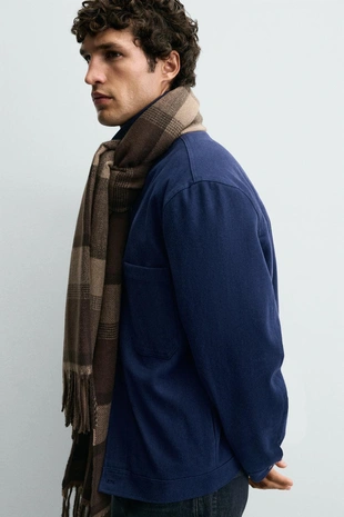 Шарф в клетку с бахромой- Заказать в России