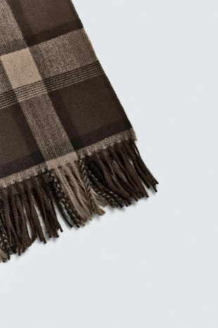 Шарф в клетку с бахромой- Заказать в России