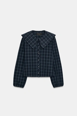 Рубашка из поплина в клетку с воротником питер пэн- Заказать в России