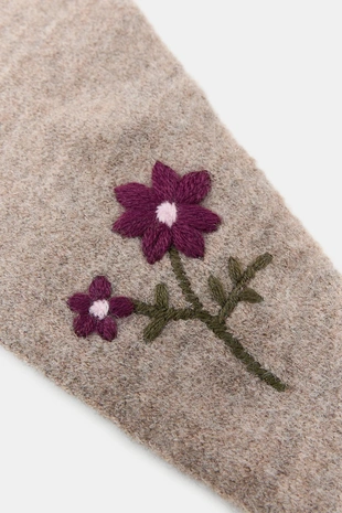 camel | 1023/222/707 - Zara Трикотажная бандана с цветочной вышивкой