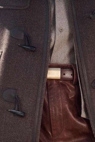 Пальто из ограниченной коллекции из шерсти с контрастной отделкой в клетку до середины икры- Заказать в России