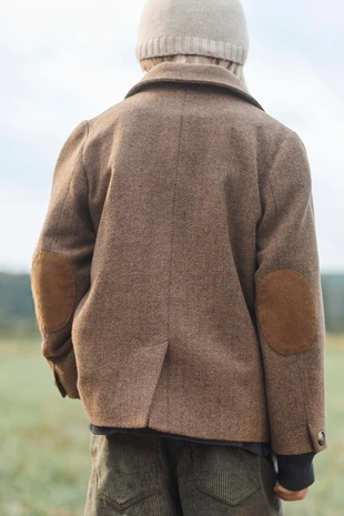 Brown | 6382/082/700 - Zara Эксклюзивный пиджак из рыбьего кости с шерстью и налокотниками