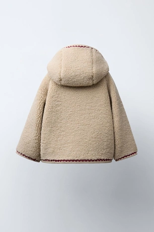 FAUX SHEARLING JACKET WITH WAVY TRIM AND FLEECE LINING- Заказать в России