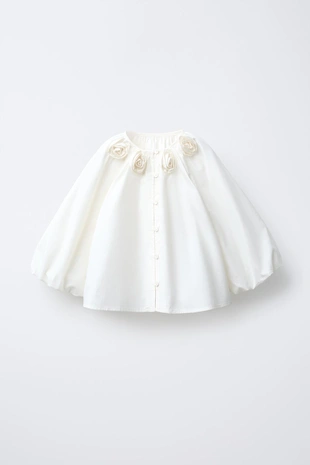 Купить Zara Рубашка из поплина с 3D-цветами