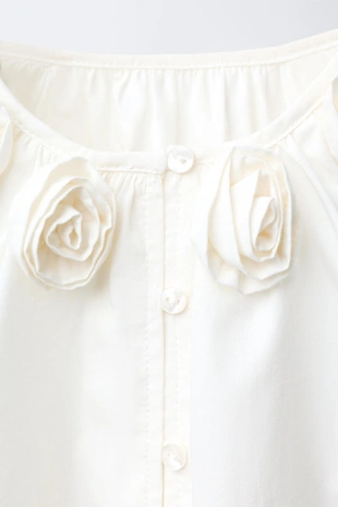 Рубашка из поплина с 3D-цветами- Заказать в России