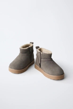 Grey | 6131/630/802 - Zara Кожаные ботинки с подкладкой