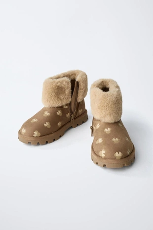 Sand Brown | 6135/630/107 - Zara Сапоги из искусственного меха MINNIE MOUSE © DISNEY