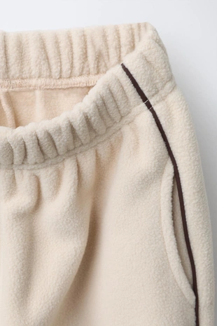 Mid-ecru | 9860/952/715 - Zara Флисовые брюки-джоггеры с контрастной отделкой