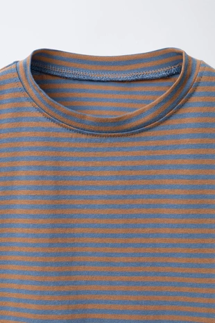 Brown-Blue | 0722/965/049 - Zara Футболка с полосатым принтом