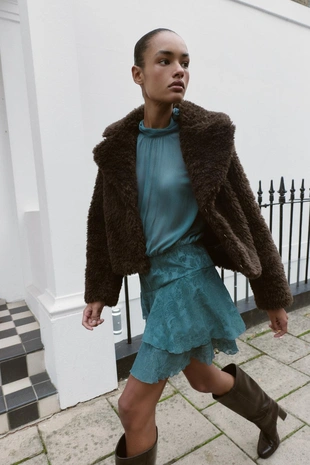 Куртка из искусственной овчины- Заказать в России