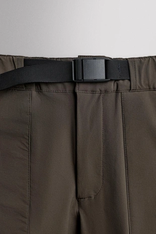 Dark brown | 1732/309/716 - Zara Брюки из высокотехнологичной ткани с ремнем