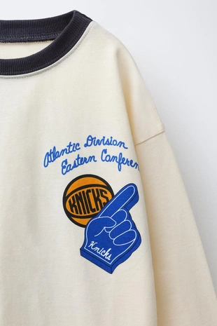 Ecru | 7878/516/712 - Zara Рельефная футболка KNICKS NBA