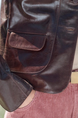 Лимитированное издание кожаного укороченного жакета- Заказать в России