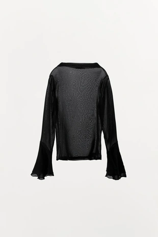 Комбинированный топ с воланами- Заказать в России