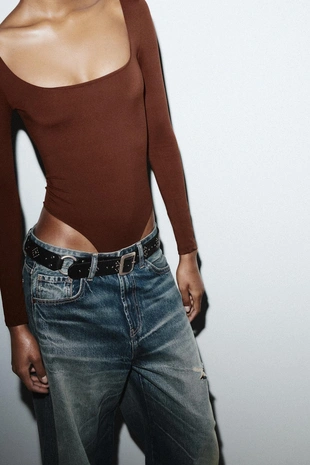 Купить Zara Боди из полиамида с квадратным вырезом