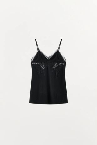 Купить Zara Топ крупной вязки с кружевом