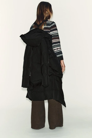 Black | 3046/243/800 - Zara Длинный пуховик с капюшоном WATER REPELLENT WINDPROOF