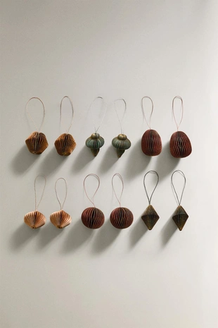 Набор бумажных рождественских украшений (набор из 12 штук)- Заказать в России