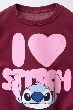Burgundy | 6061/716/605 - Zara Комплект джогинг, толстовка и легинсы в рубчик LILO & STITCH © DISNEY