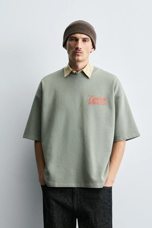 Купить Zara Толстовка с эффектом потертости и надписями