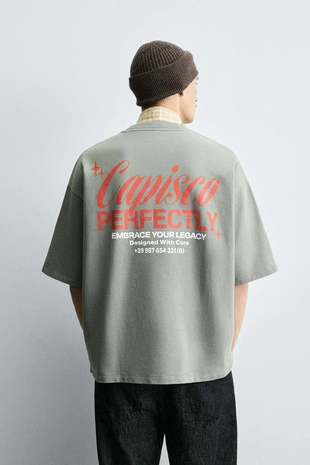 washed green | 0495/324/519 - Zara Толстовка с эффектом потертости и надписями