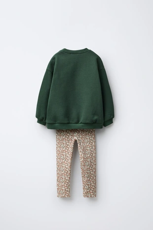 Купить Zara BEAR SWEATSHIRT AND RIBBED FLORAL LEGGINGS SET