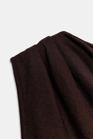 Brown | 2298/450/700 - Zara Топ асимметричного кроя из трикотажа