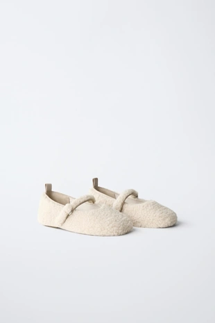 Ecru White | 6587/630/002 - Zara Балетки из искусственного меха