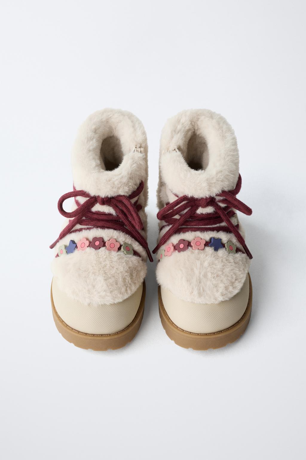 БОТИНКИ С БИСЕРОМ И ИСКУССТВЕННЫМ МЕХОМ