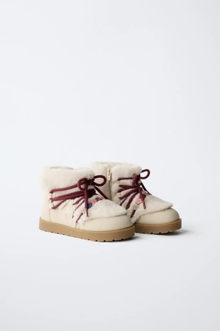 Купить Zara Ботинки с бисером и искусственным мехом