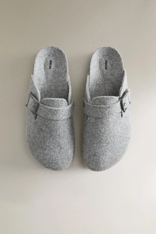 Grey | 2400/600/004 - Zara Фетровые мюли-сабо с металлической пряжкой
