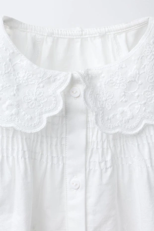 Light ecru | 5767/624/959 - Zara Романтическая рубашка с вышивкой