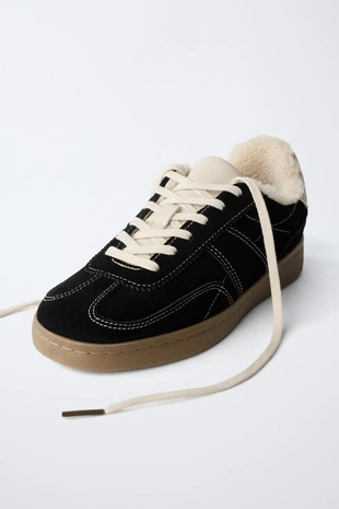 Black | 2416/630/800 - Zara Кеды с отделкой из искусственной овчины