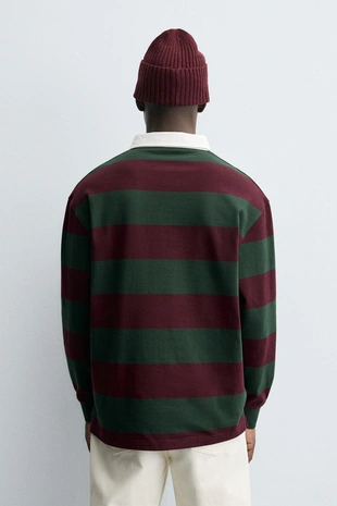 Green stripe | 9240/306/390 - Zara Поло в полоску с нашивкой