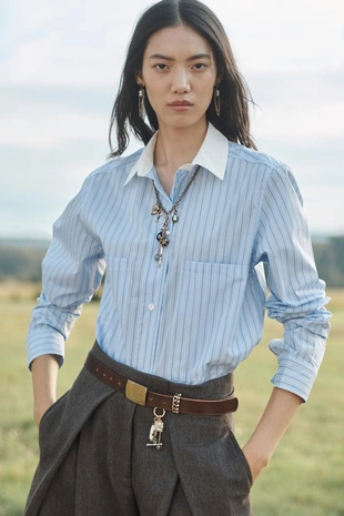 Купить Zara Рубашка с полосками LIMITED EDITION с контрастным воротником