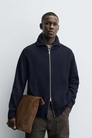 Купить Zara Кардиган платочной вязки с застежкой-молнией