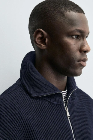 Кардиган платочной вязки с застежкой-молнией- Заказать в России