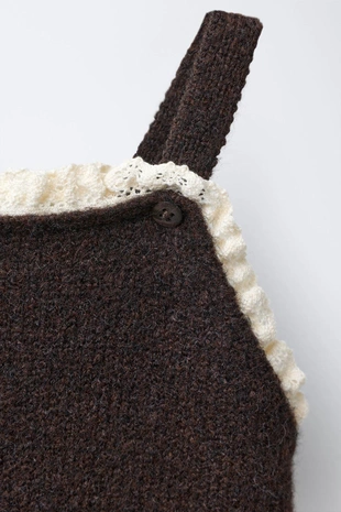 Brown | 2582/369/700 - Zara Вязаный комбинезон с кружевом и шерстью
