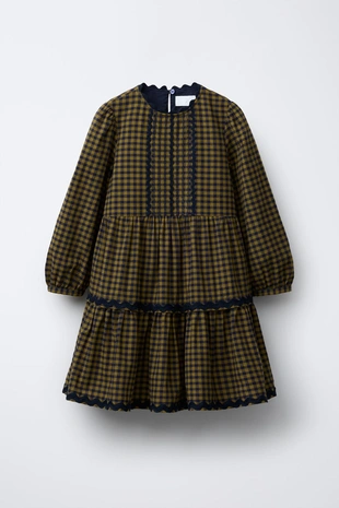 Платье в клетку с волнистым краем- Заказать в России