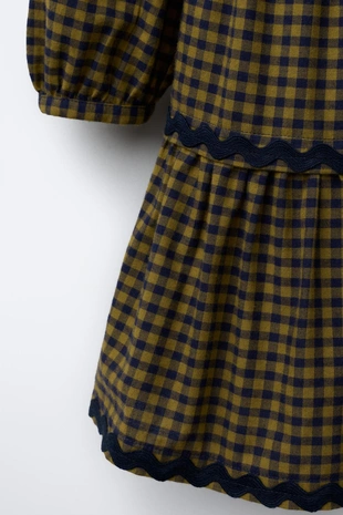 Платье в клетку с волнистым краем- Заказать в России