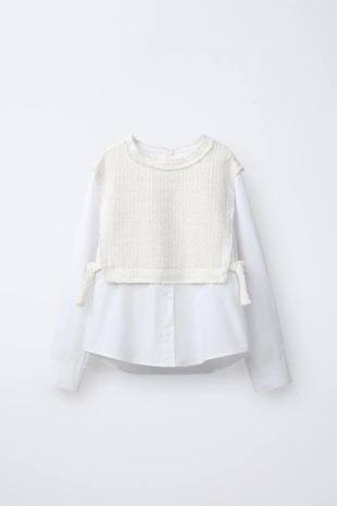 Купить Zara Однотонная рубашка с контрастным жилетом и бантами