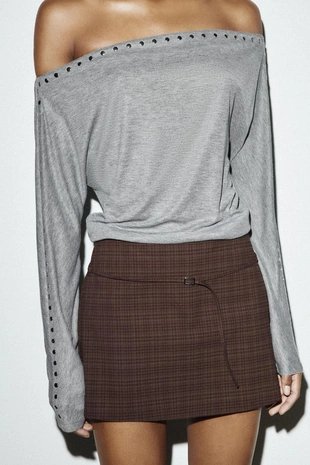 Maroon Grey | 4661/530/813 - Zara Юбка-шорты с ремнем