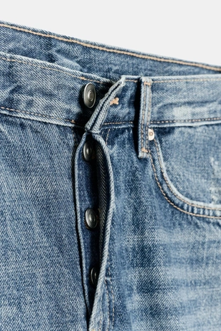 Прямые джинсы TRF с дырами средней посадки- Заказать в России