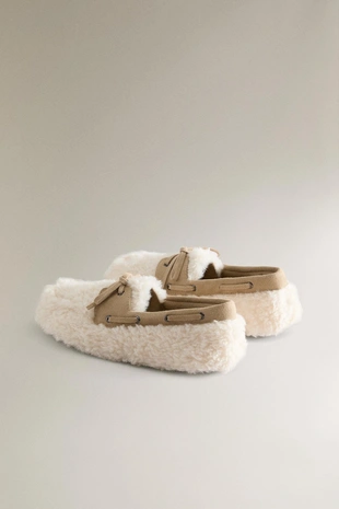 Тапочки-мокасины из искусственной овчины и кожи- Заказать в России