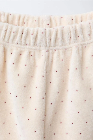 Ecru / Red | 6224/780/067 - Zara Бархатные брюки BAGGY в горошек